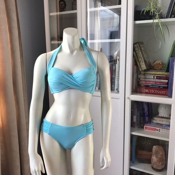 Seafolly swimsuit in light teal colour